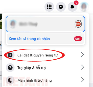 Chọn Cài đặt & Quyền riêng tư