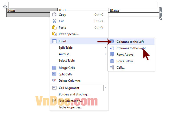 Thêm dòng, cột vào bảng biểu trong Word
