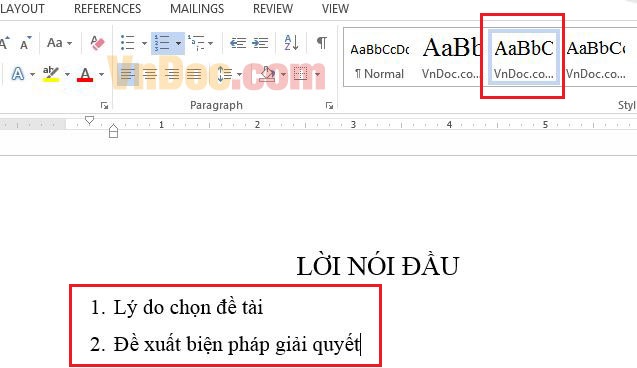 Tạo cây thư mục trong Word