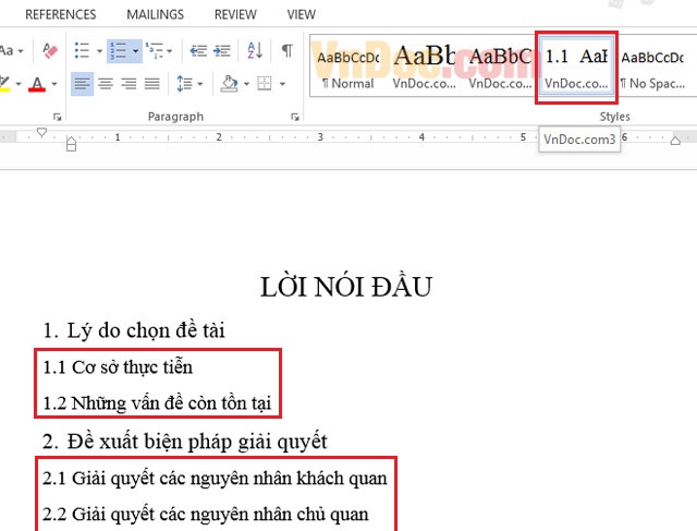 Tạo cây thư mục trong Word