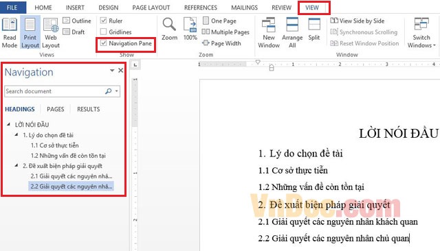 Tạo cây thư mục trong Word