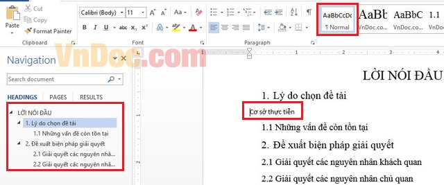 Tạo cây thư mục trong Word