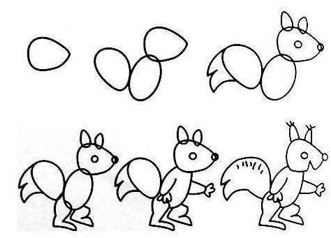 Cách vẽ con sóc đơn giản 