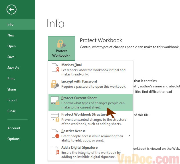 Hướng dẫn cài đặt mật khẩu, password cho file Excel Cách cài đặt mật khẩu cho file Excel