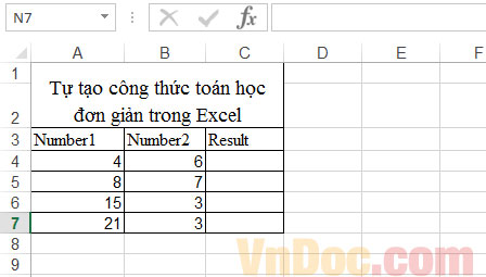 Hướng dẫn tạo công thức toán học trong Excel Tạo một công thức đơn giản trong Excel