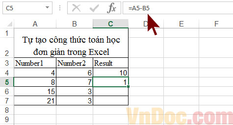 Hướng dẫn tạo công thức toán học trong Excel Tạo một công thức đơn giản trong Excel