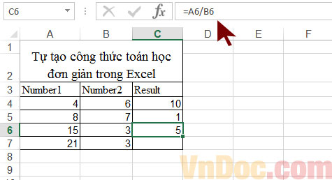 Hướng dẫn tạo công thức toán học trong Excel Tạo một công thức đơn giản trong Excel