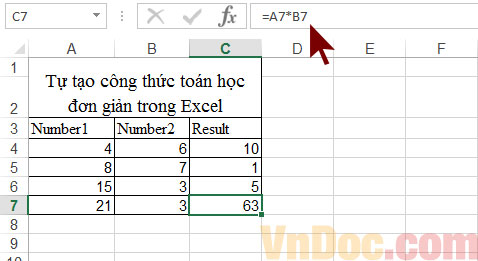 Hướng dẫn tạo công thức toán học trong Excel Tạo một công thức đơn giản trong Excel