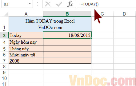 Cách lấy ngày tháng hiện tại bằng hàm TODAY Cách sử dụng hàm TODAY