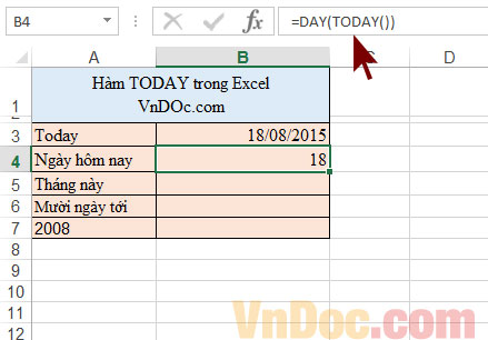 Cách lấy ngày hiện tại bằng hàm TODAY Cách sử dụng hàm TODAY