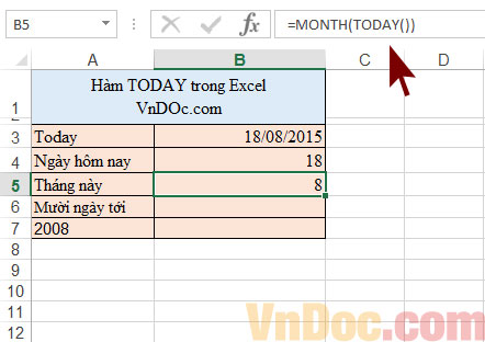 Cách xem tháng hiện tại bằng hàm TODAY Cách sử dụng hàm TODAY