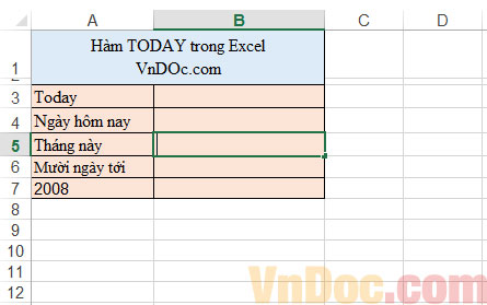 Hướng dẫn sử dụng hàm TODAY Cách sử dụng hàm TODAY
