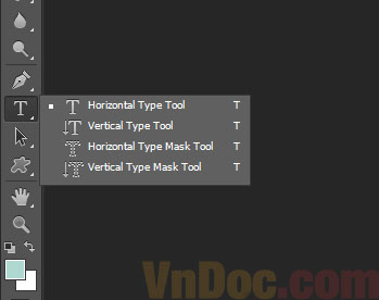 Lựa chọn viết chữ ngang, dọc Cách viết text trong Photoshop