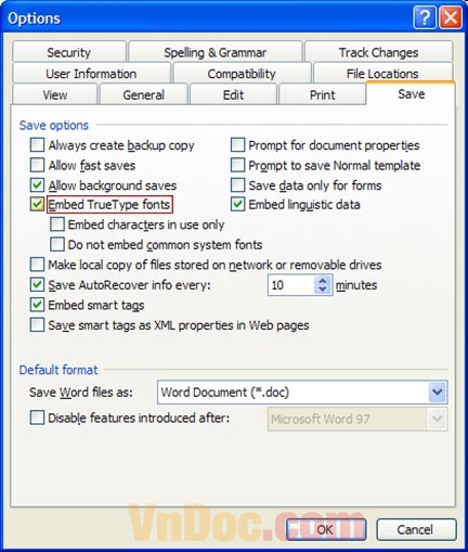 Hướng dẫn cách lưu file word không bị lỗi font trên word 2003 Cách lưu file Word không bị lỗi font