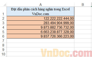 Các số sau khi được thiết lập phân cách đã dễ nhìn hơn rồi đấy Hướng dẫn đặt dấu phân cách số trong Excel