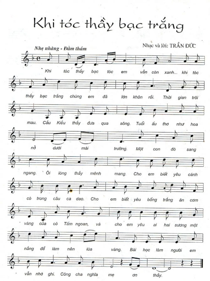 Khi tóc thầy bạc Tổng hợp khuông nhạc cho báo tường 20-11