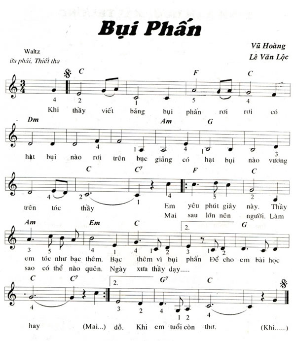 Khuông nhạc của bài hát bụi phấn Tổng hợp khuông nhạc cho báo tường 20-11