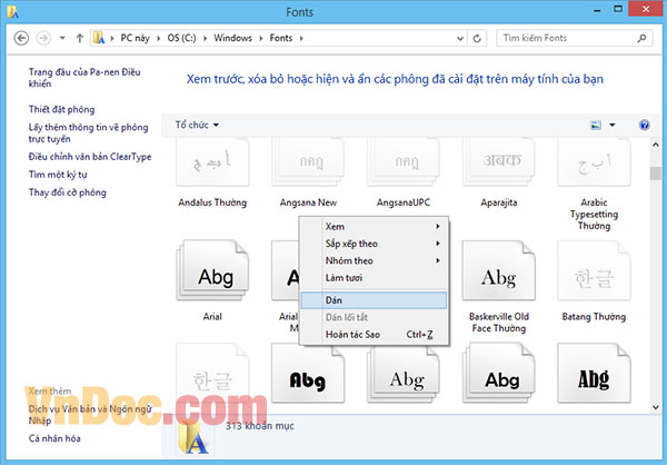 Bạn paste các font vừa tải về vào thư mục font ở trong ổ C Cách chọn font chữ đẹp trong Photoshop