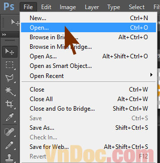 Mở file ảnh bất kỳ mà bạn muốn viết text Cách chọn font chữ đẹp trong Photoshop