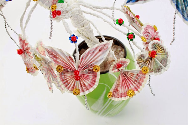 Cách làm cây tài lộc bằng tiền thật cực đẹp trang trí Tết