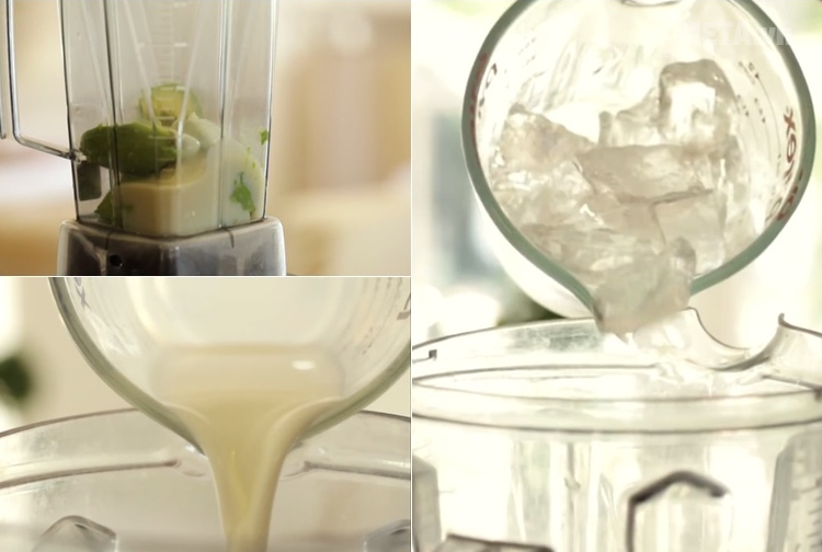 Cho bơ vào máy xay sinh tố