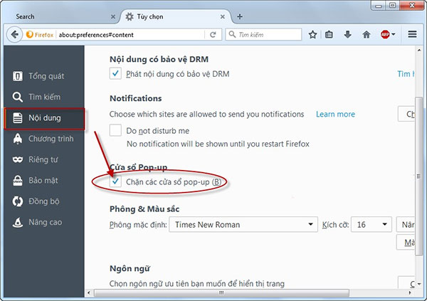 Tắt pop ups trên Chrome Cách chặn các trang Web tự mở khi lướt Web
