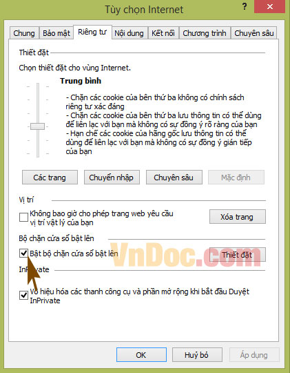 Tắt Pop ups trên IE Cách chặn các trang Web tự mở khi lướt Web