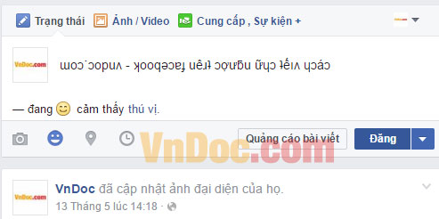 Cách viết chữ ngược trên Facebook
