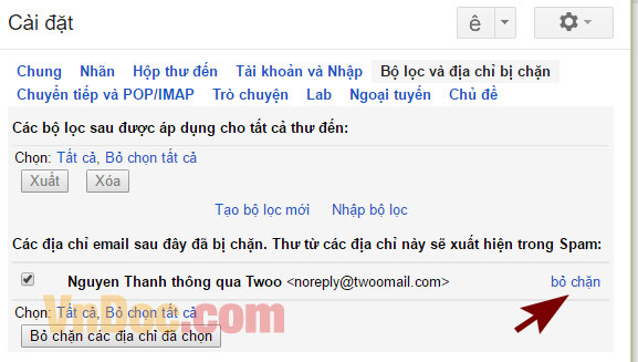 Cách bỏ chặn email trong Gmail