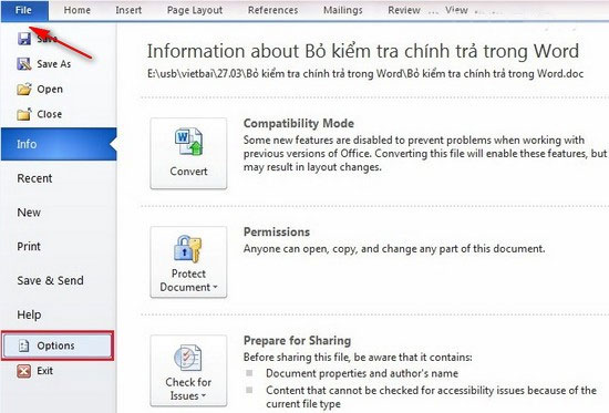 Tắt kiểm tra chính tả trong word 2010 Cách tắt chức năng kiểm tra chính tả trong Word