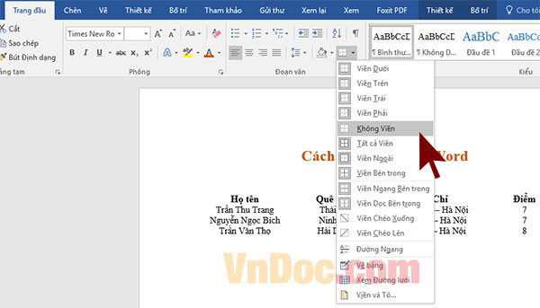 Cách ẩn table trong word Cách ẩn bảng trong Word