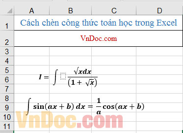 Nhập công thức toán học trong Excel Cách viết các ký hiệu toán học trong Excel