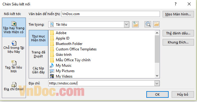 Chèn link trang web trong word Cách chèn link vào Word
