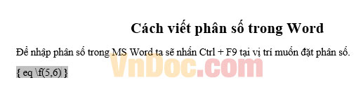 Cách nhập phân số trong word Cách viết phân số trong Word