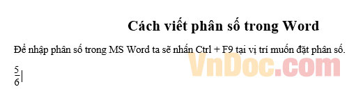 Đánh phân số trong word Cách viết phân số trong Word