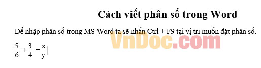 Cách nhập phân số trong word đơn giản Cách viết phân số trong Word