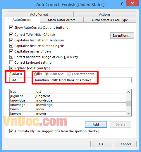Cách viết tắt trong Word