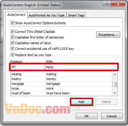 Cách gõ tắt trong excel 2007, 2010, 2013 Cách viết tắt trong Excel