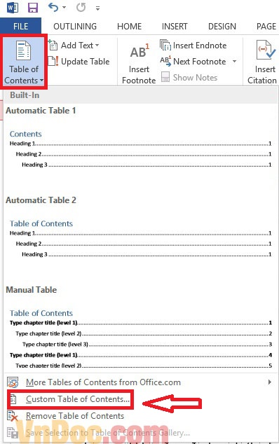Cách tạo mục lục tự động trong Word