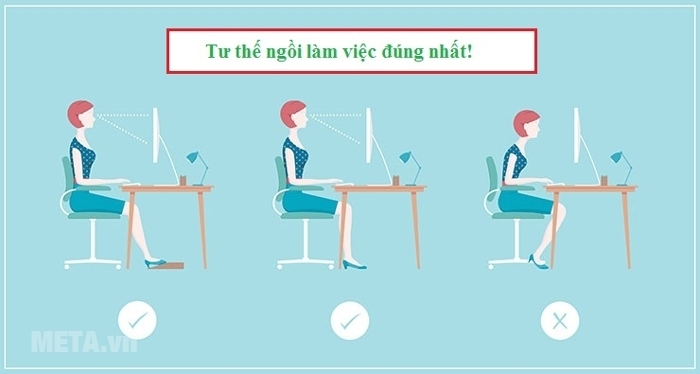 Tư thế ngồi đúng, lưng không quá cong hay quá thẳng. Tư thế ngồi đúng, lưng không quá cong hay quá thẳng.