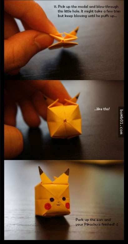 Hướng dẫn gấp pikachu bằng giấy Cách gấp pikachu bằng giấy siêu dễ
