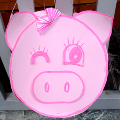 Cách làm đèn lồng giấy hình con heo tết Trung thu Cách làm lồng đèn giấy con heo Tết Trung thu