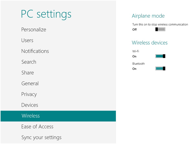 Cách bật tắt Bluetooth trên win 8 Cách bật tắt Bluetooth trên máy tính