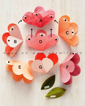 Dùng bút đánh dấu các đầu cánh hoa để tiện ghi nhớ khi dán Cách làm thiệp hoa 3D sinh động tặng mẹ ngày 20/10