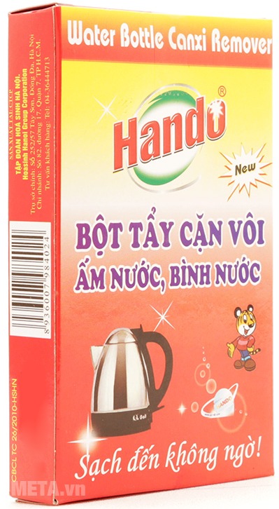 Bột tẩy cặn canxi Hando giúp làm sạch ấm - bình nước nhanh chóng. Bột tẩy cặn canxi Hando giúp làm sạch ấm - bình nước nhanh chóng.