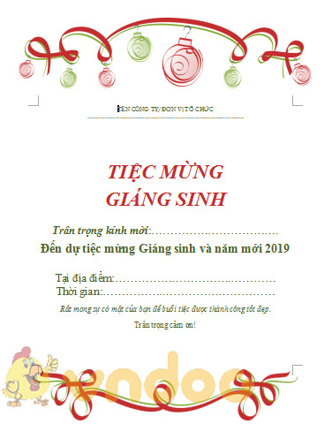 Thiệp mời dự tiệc giáng sinh