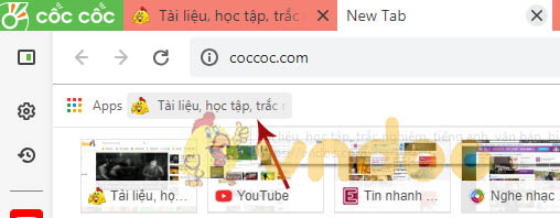 Tạo bookmark trên cốc cốc