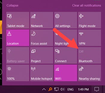 Bật tắt Bluetooth trên windows 10