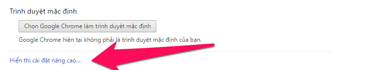 Chọn hiển thị cài đặt nâng cao