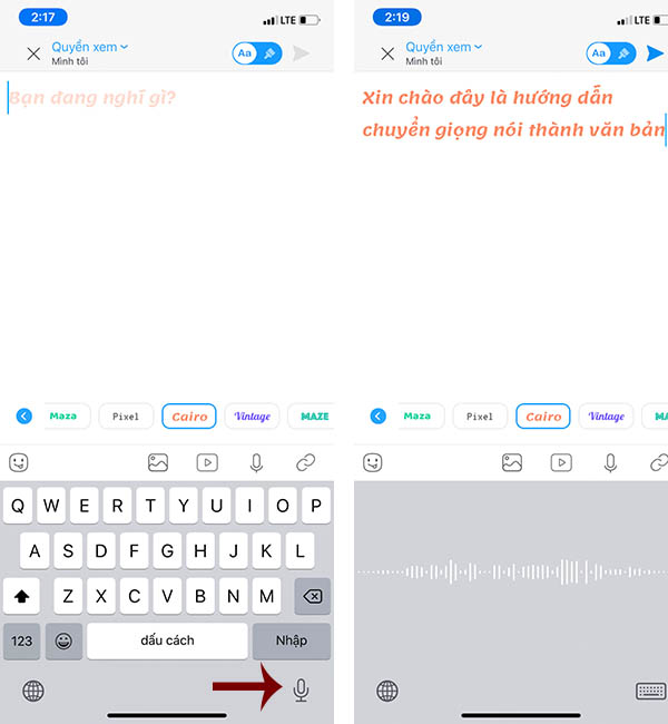 Chuyển giọng nói thành văn bản trên zalo